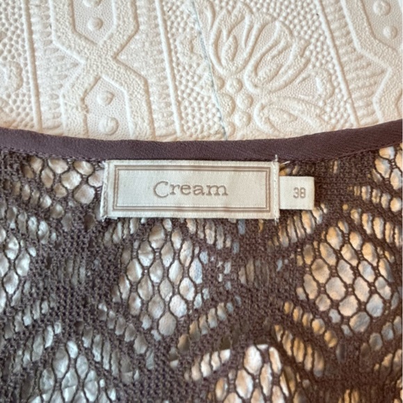 Cream Sleeveless Purple & Black Ombré Top Sz 38 EUC - Picture 5 of 11